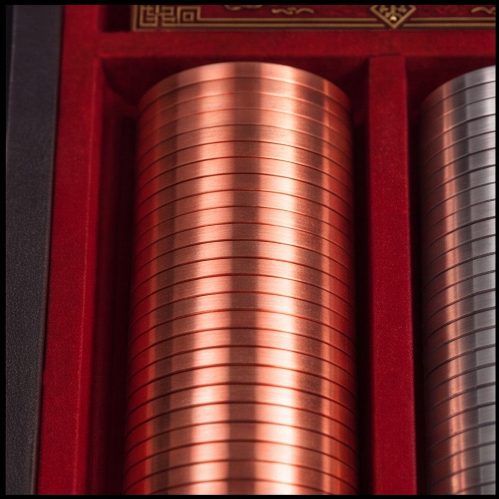 Close-up interior view of the Deck and Dynasty poker set velvet compartments