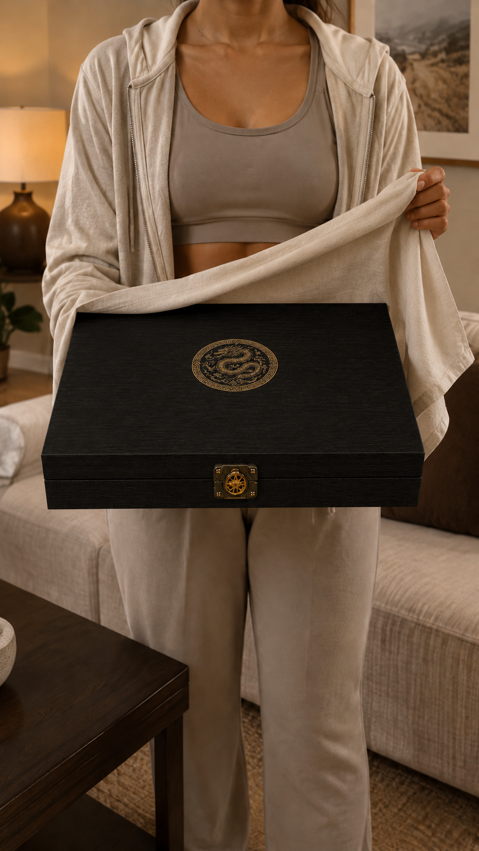 Person presenting the Imperial Mint poker set as a premium gift